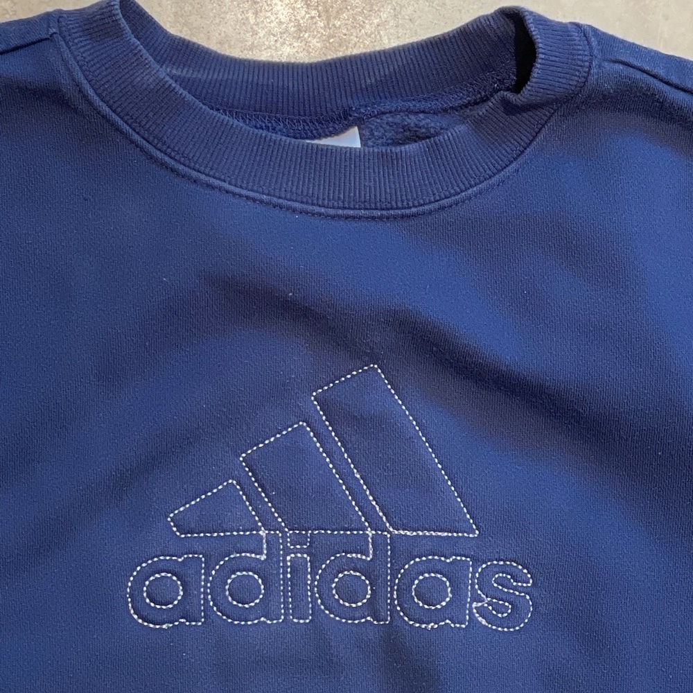 EUC Adidas sweatshirt boys medium 10-12 Navy blue logo lightweight Three Stripes - Picture 7 of 7
